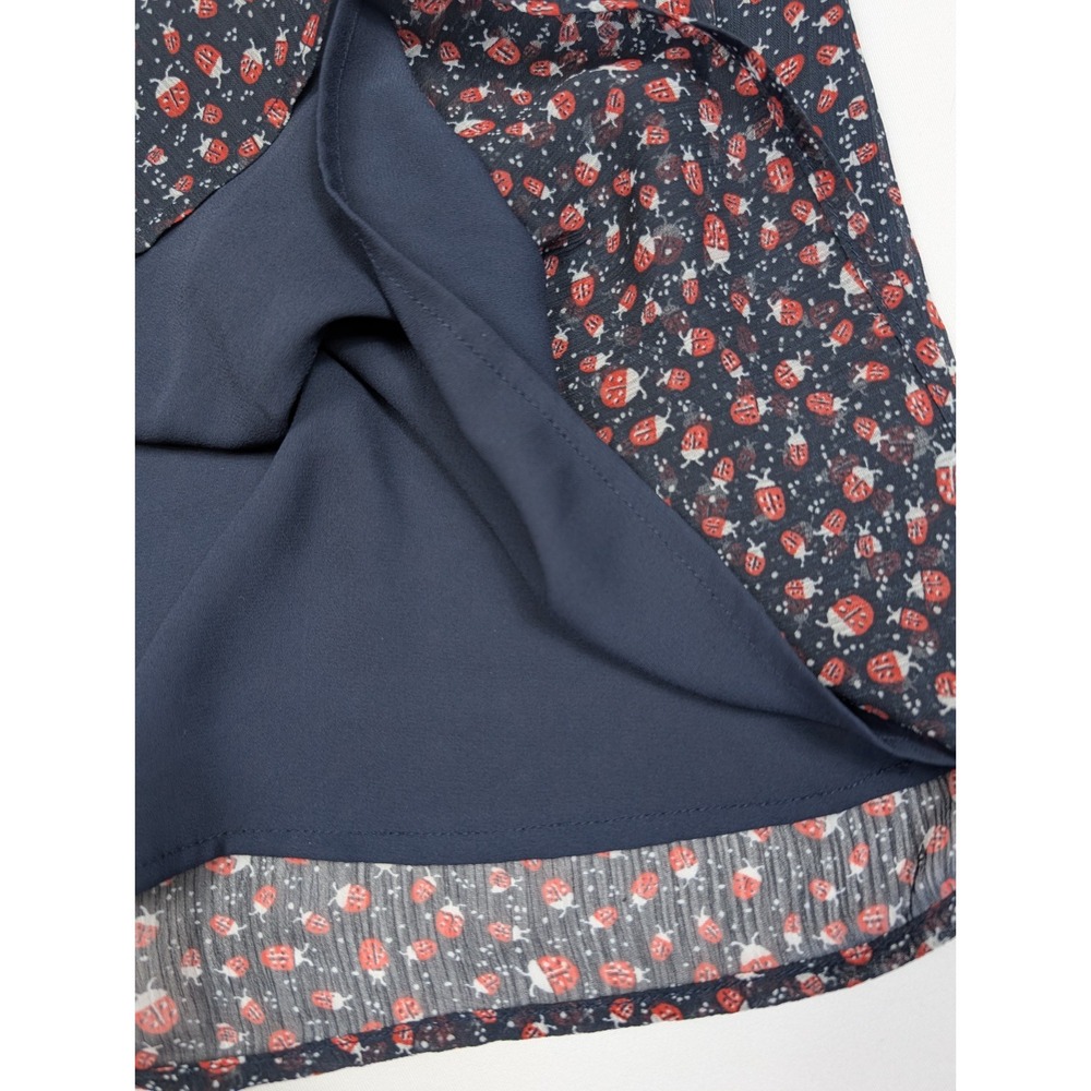 Loft Ladybug Flutter Smocked Ruffle Sleeve Chiffon Blouse Women's Size Small - Picture 8 of 10